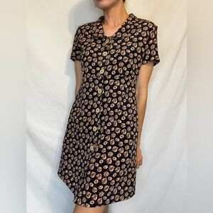 Vintage Espirt - Mini Dark Navy Floral Dress - Size Small